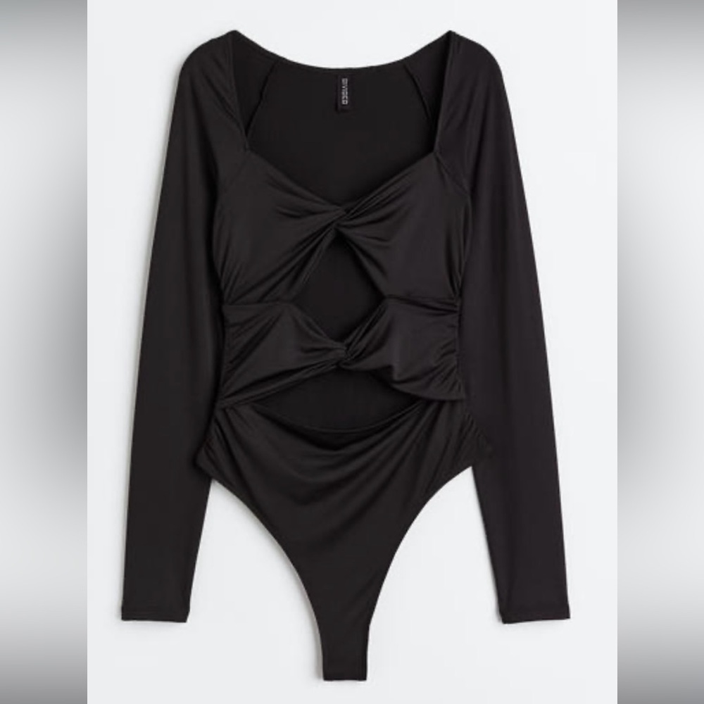 H&M Black Long Sleeved Cutout Bodysuit